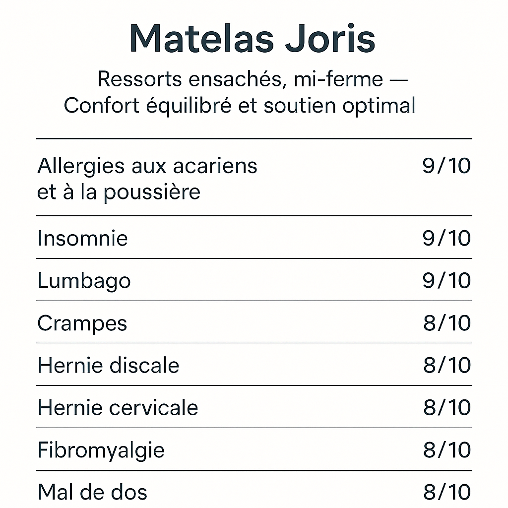 Matelas ressorts mi-ferme Joris Garanti 20 ans