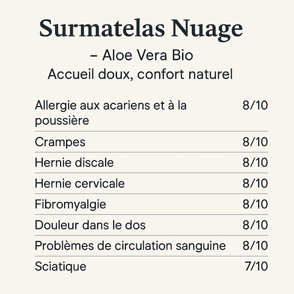 Surmatelas Nuage à l’Aloe Vera — Respirez librement, dormez apaisé