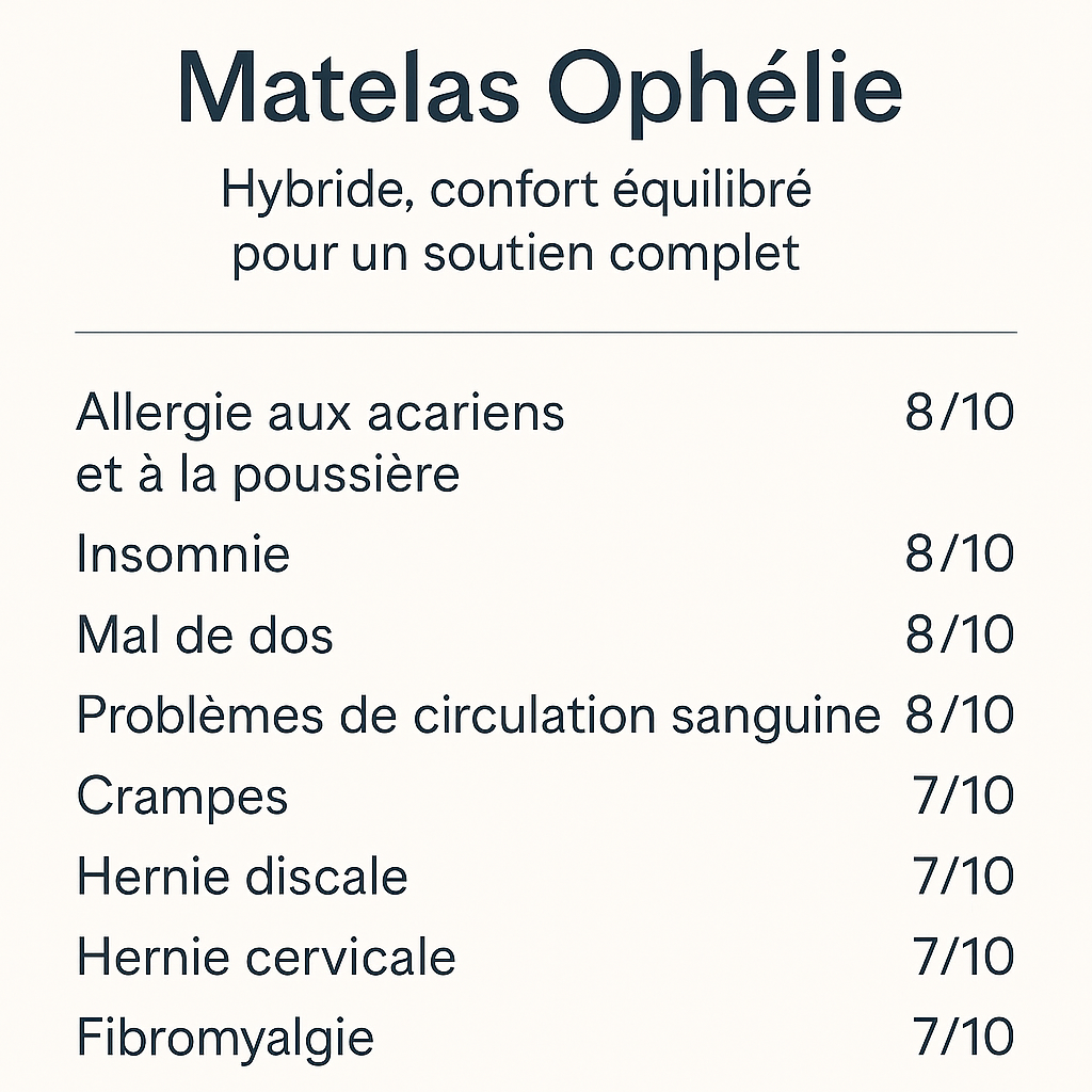 Matelas Hybride ferme Ophélie Garanti 20 ans