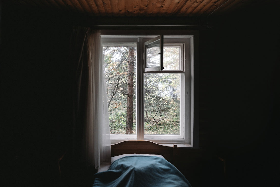 white wooden framed glass window