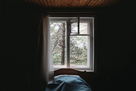white wooden framed glass window
