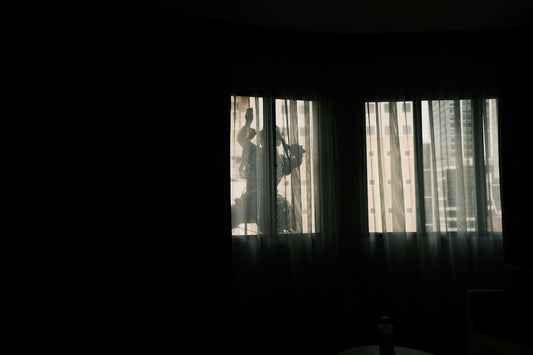a window with blinds