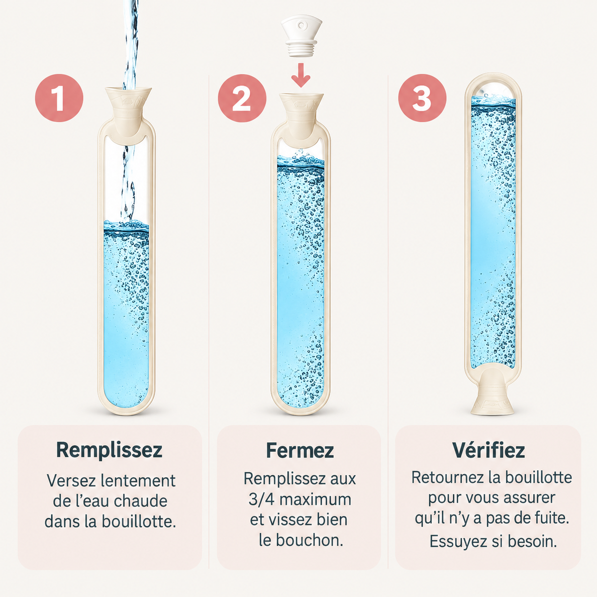 Instructions de remplissage de la bouillotte Étreinte