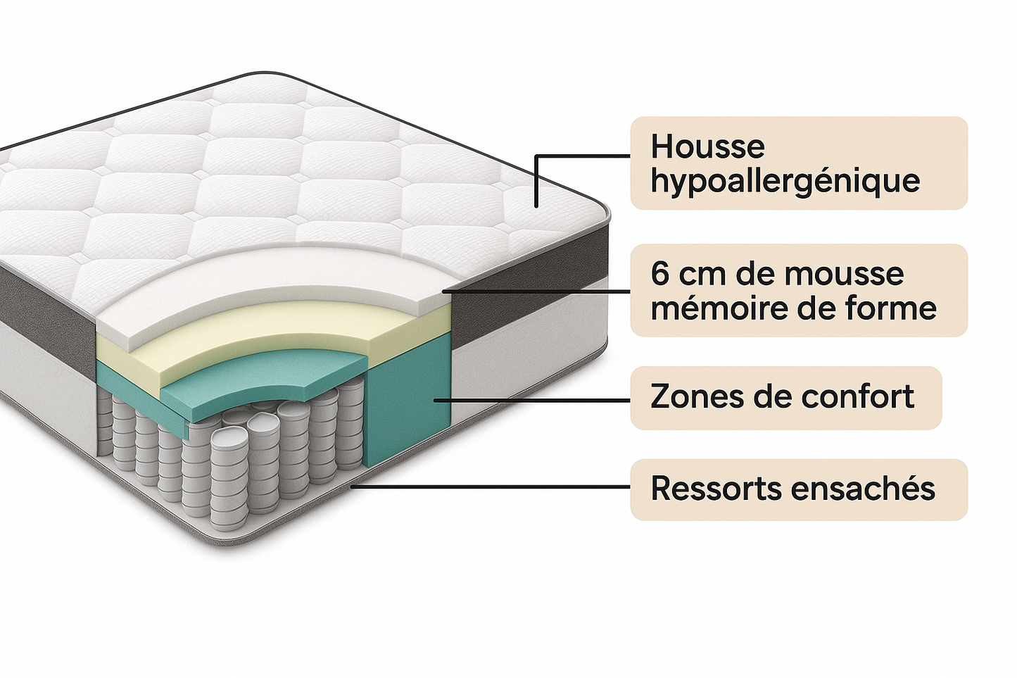 Matelas hybride Ophélie