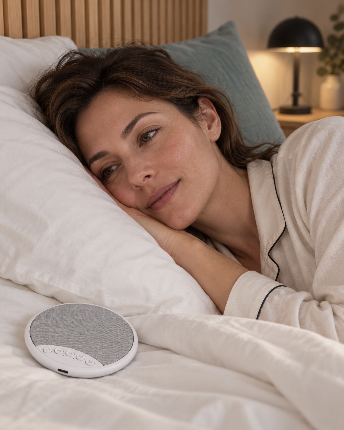 Haut-parleur sous oreiller Murmure dans une chambre chaleureuse