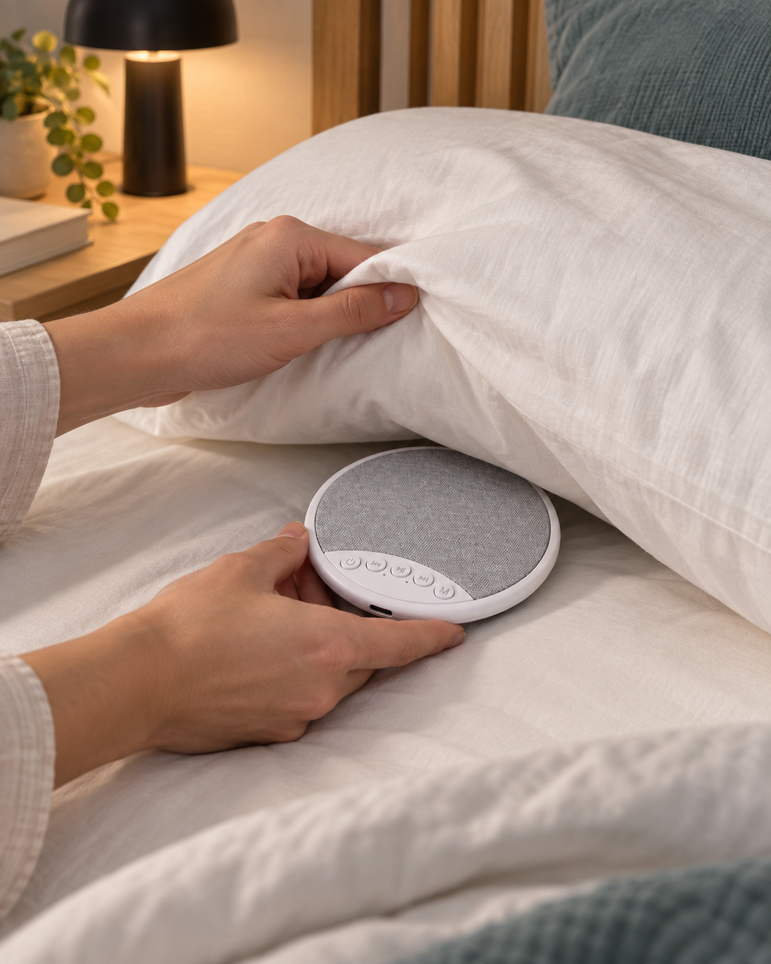 Murmure installé à plat sous un oreiller