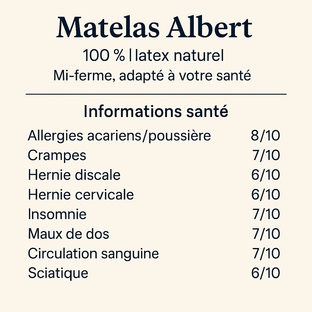 Matelas 100 % Latex Albert — Respirez librement, dormez profondément