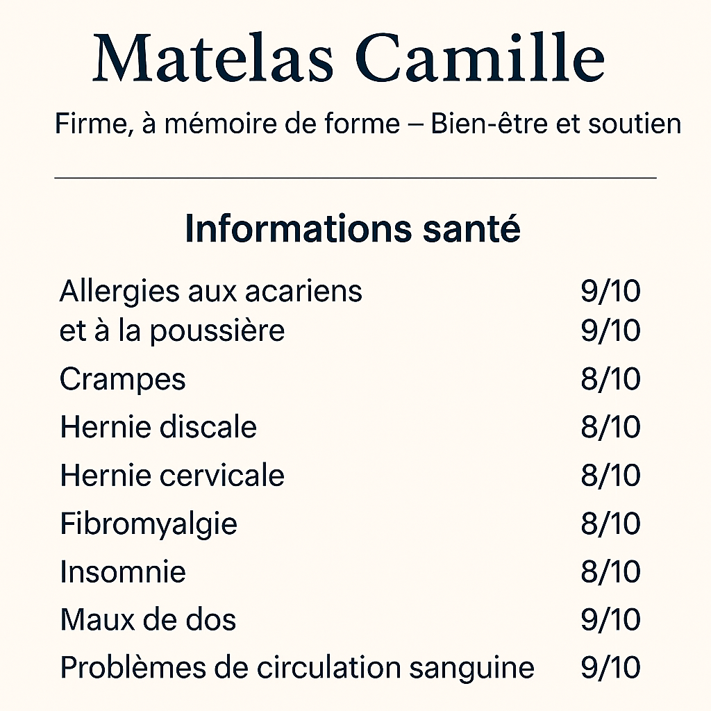 Matelas Camille — Dites adieu aux crampes, retrouvez des nuits légères