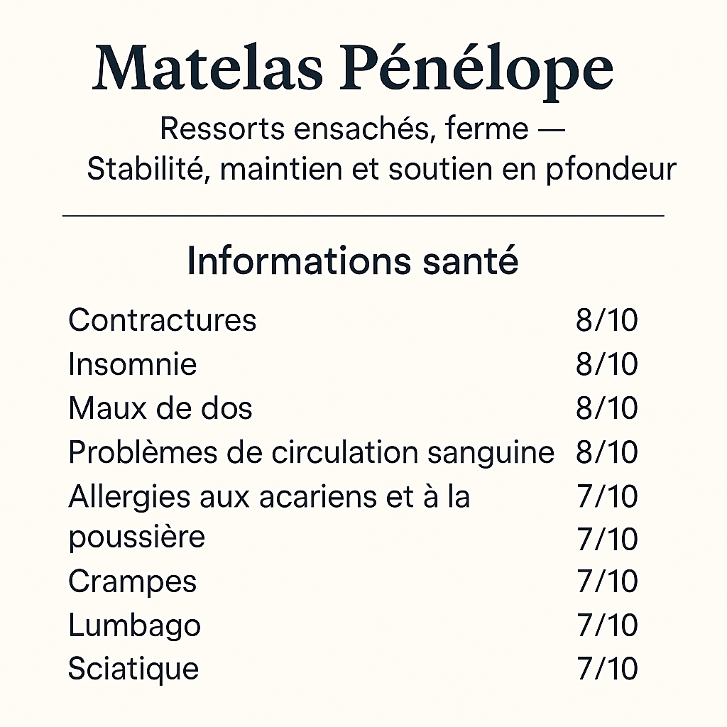 Matelas Pénélope — Circulation plus légère, nuits plus sereines